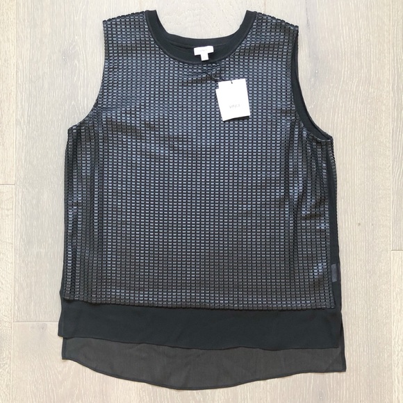 NWT VINCE Large Black Sequin Sleeveless Top - Picture 2 of 8